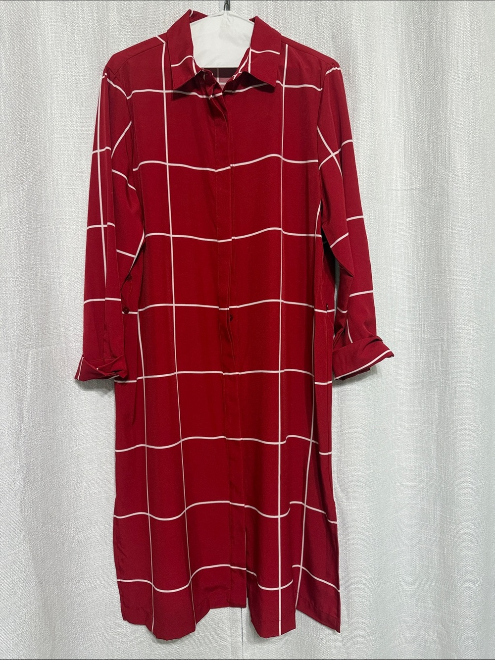 Women's Ravel large Red Windowpane Shirt Dress